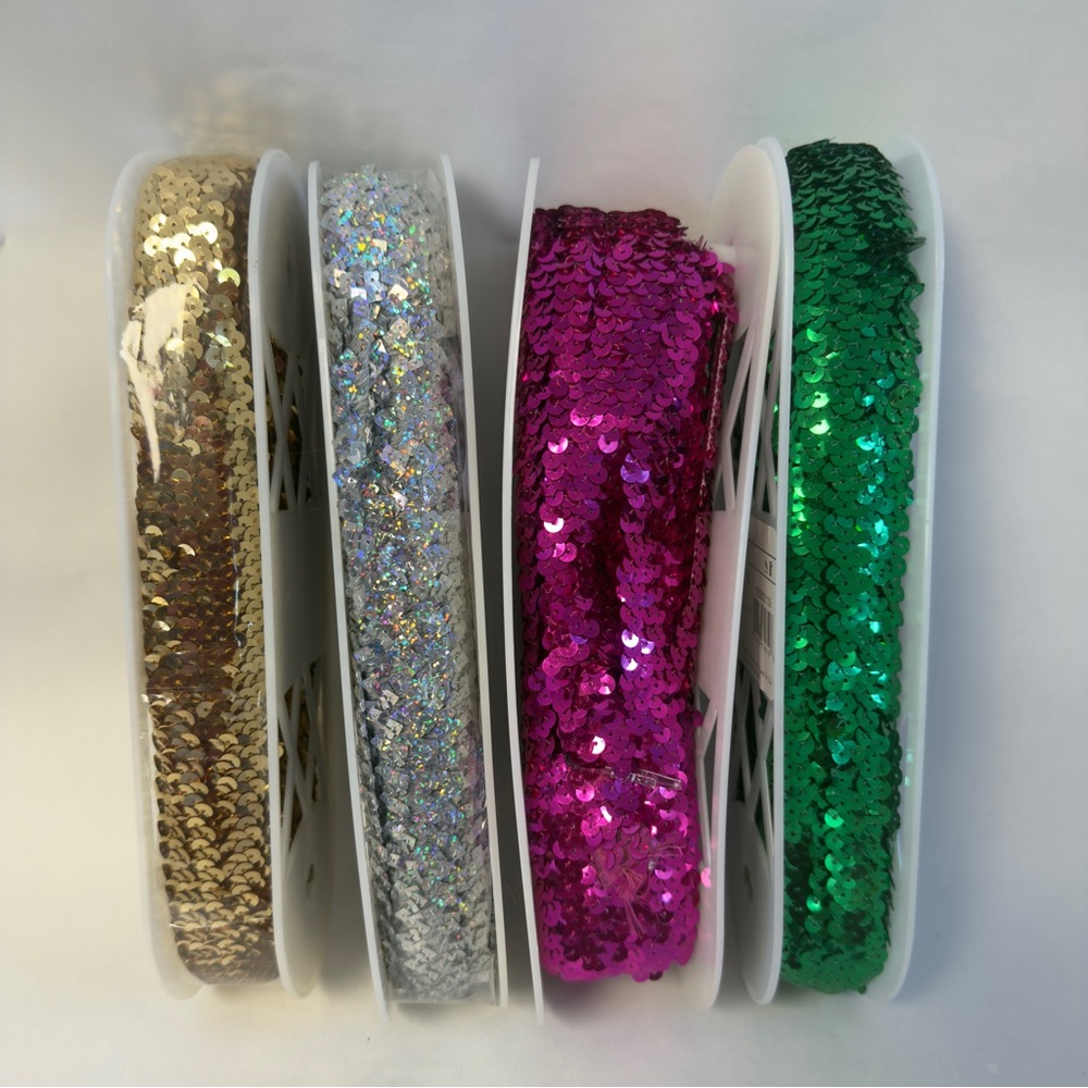 SIMPLICITY 4 Elastic Sequins Trim Stools NWT